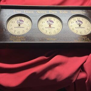 Triple Time Zone Wall Clock - Dark Brown